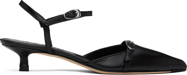 Aeyde Black Melia Leather Kitten Heels