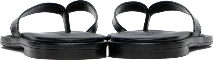 Aeyde Black Melody Leather Toe-Post Flip-Flops - Image 2