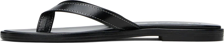 Aeyde Black Melody Leather Toe-Post Flip-Flops - Image 3