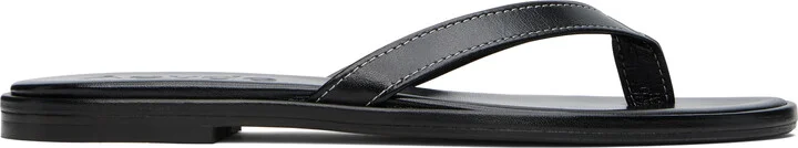 Aeyde Black Melody Leather Toe-Post Flip-Flops
