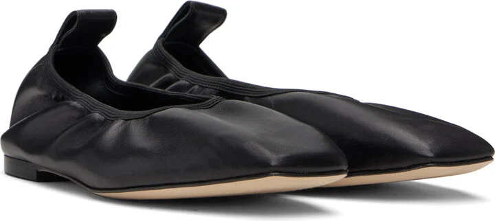 Aeyde Black Nomi Ruched Ballerina Flats - Image 4