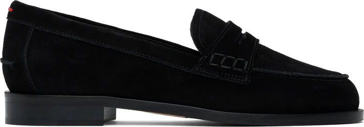 Aeyde Black Oscar Suede Loafers