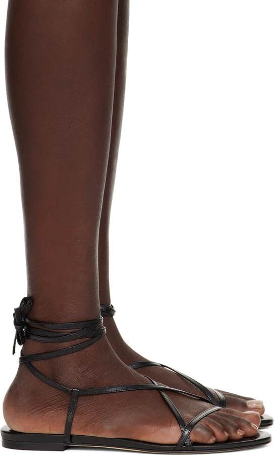 Aeyde Black Penny Flat Sandals