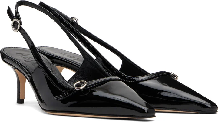 Aeyde Black Saba Leather Slingback Heels - Image 4