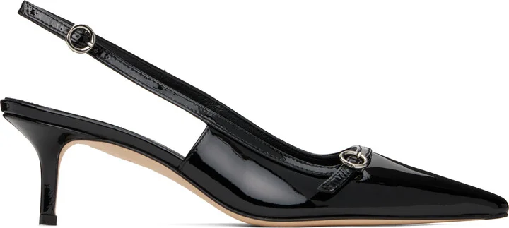 Aeyde Black Saba Leather Slingback Heels