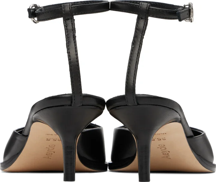 Aeyde Black Sarina Ankle-Strap Heels - Image 2