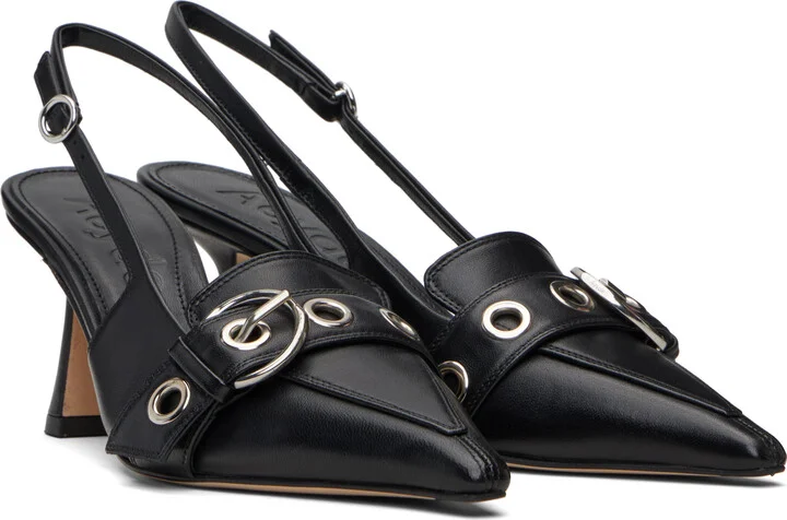 Aeyde Black Tara Eyelet Heels - Image 4