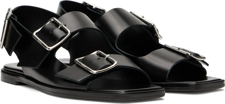 Aeyde Black Thekla Leather Slingback Sandals - Image 4
