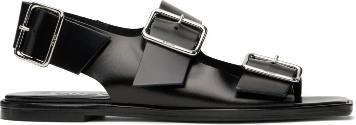 Aeyde Black Thekla Leather Slingback Sandals