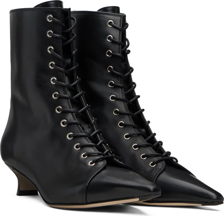 Aeyde Black Trixi Calf Leather Boots - Image 4