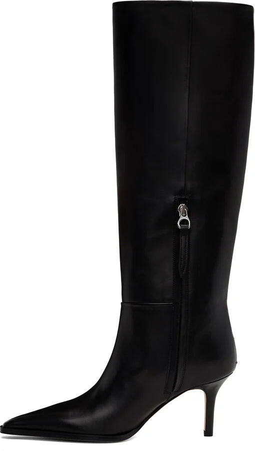 Aeyde Black Tula Leather Tall Boots - Image 3