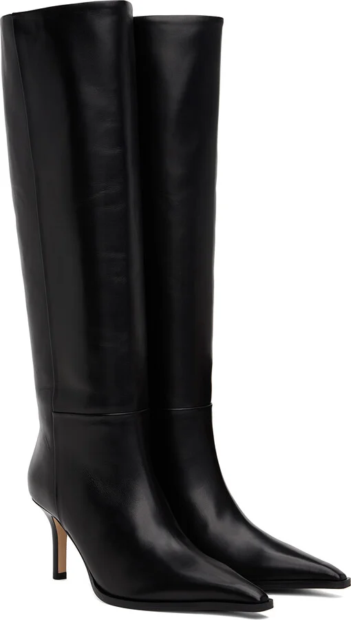 Aeyde Black Tula Leather Tall Boots - Image 4