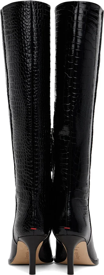 Aeyde Black Tula Leather Tall Boots - Image 2