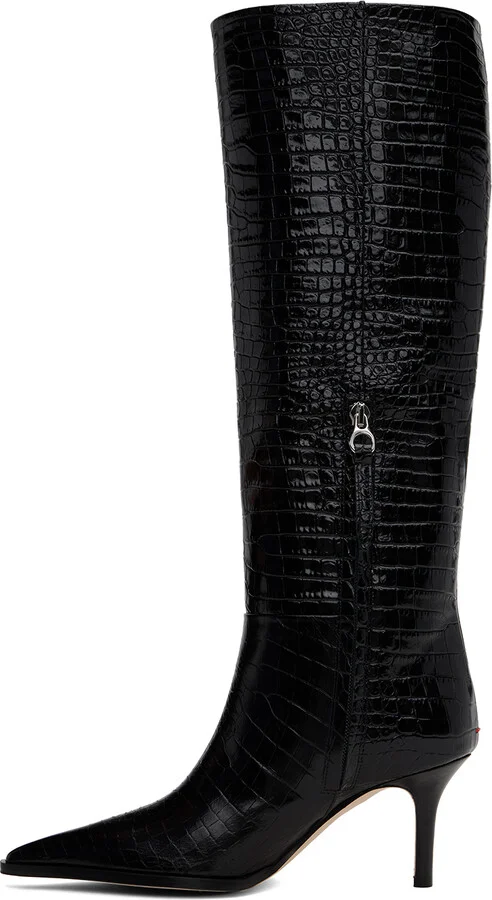 Aeyde Black Tula Leather Tall Boots - Image 3