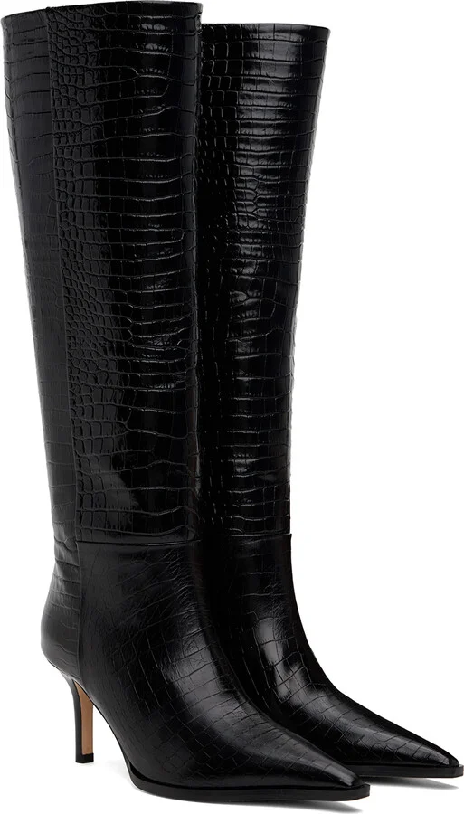 Aeyde Black Tula Leather Tall Boots - Image 4