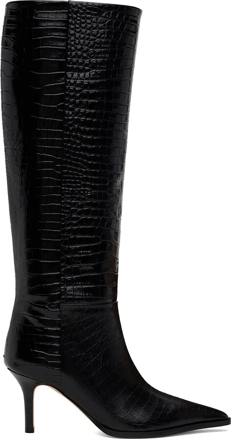 Aeyde Black Tula Leather Tall Boots