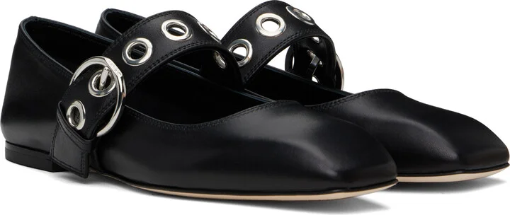 Aeyde Black Uma Eyelet Ballerina Flats - Image 4