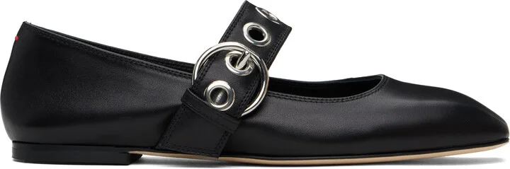 Aeyde Black Uma Eyelet Ballerina Flats