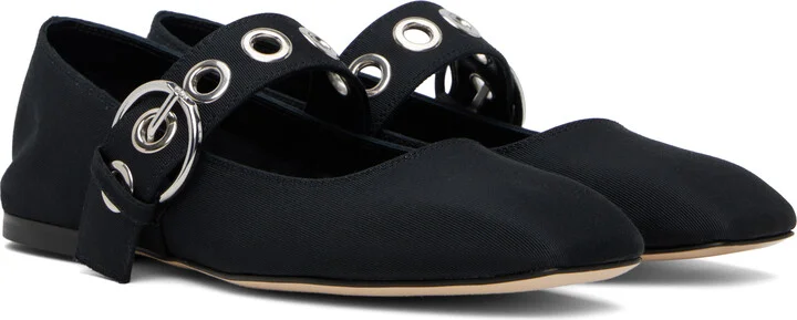 Aeyde Black Uma Eyelet Mary-Jane Ballerina Flats - Image 4
