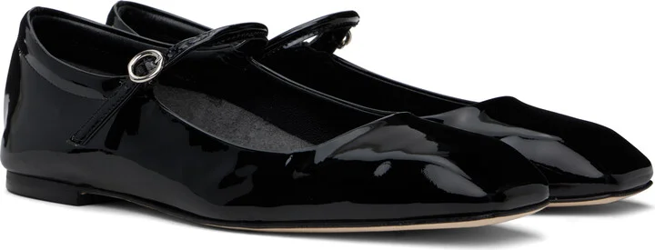 Aeyde Black Uma Leather Mary-Jane Ballerina Flats - Image 4