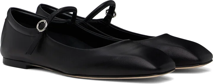 Aeyde Black Uma Leather Mary-Jane Ballerina Flats - Image 4