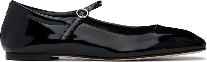 Aeyde Black Uma Leather Mary-Jane Ballerina Flats