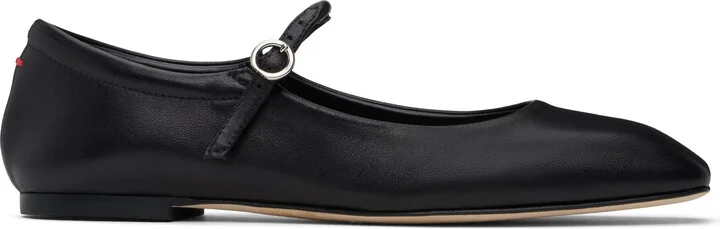 Aeyde Black Uma Leather Mary-Jane Ballerina Flats