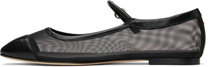 Aeyde Black Uma Mesh Toe-Cap Ballerina Flats - Image 3