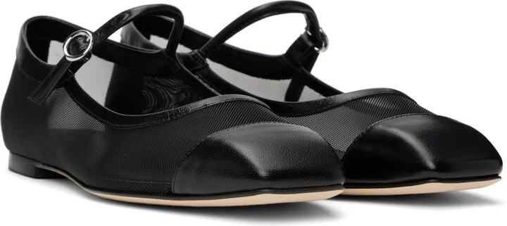 Aeyde Black Uma Mesh Toe-Cap Ballerina Flats - Image 4