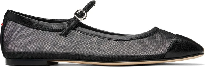Aeyde Black Uma Mesh Toe-Cap Ballerina Flats