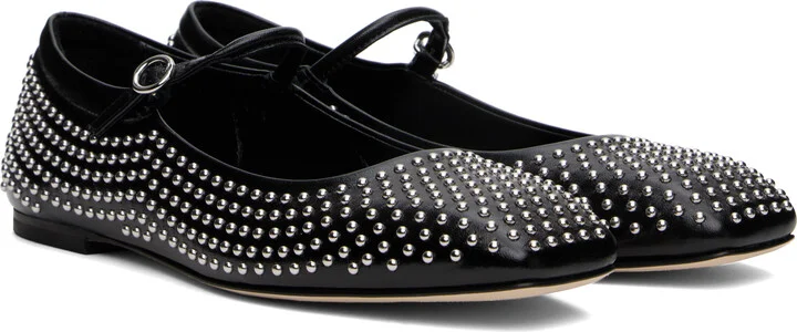 Aeyde Black Uma Mini Stud Mary-Jane Ballerina Flats - Image 4