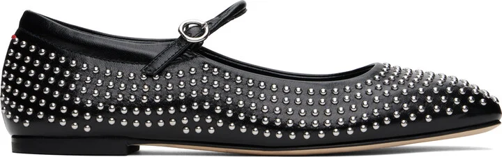 Aeyde Black Uma Mini Stud Mary-Jane Ballerina Flats
