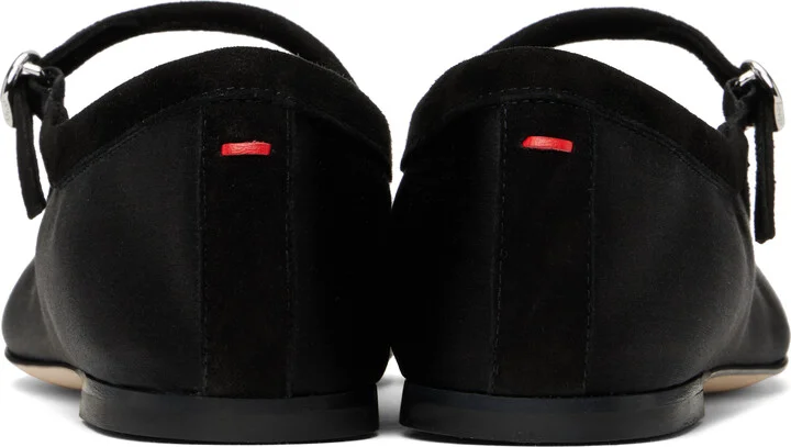 Aeyde Black Uma Satin Toe-Cap Ballerina Flats - Image 2
