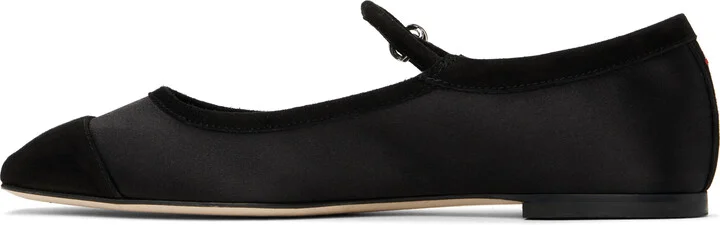 Aeyde Black Uma Satin Toe-Cap Ballerina Flats - Image 3