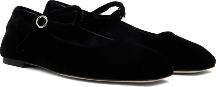 Aeyde Black Uma Velvet Mary-Jane Ballerina Flats - Image 4