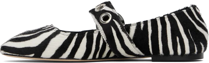 Aeyde Black & White Uma Eyelet Mary-Jane Ballerina Flats - Image 3