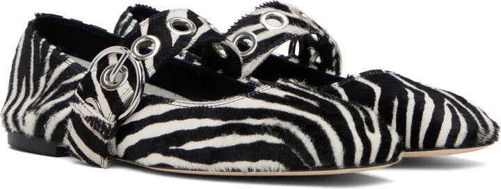 Aeyde Black & White Uma Eyelet Mary-Jane Ballerina Flats - Image 4