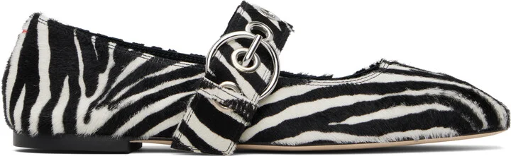 Aeyde Black & White Uma Eyelet Mary-Jane Ballerina Flats