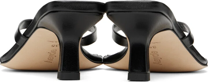 Aeyde Black Wilma Leather Toe-Post Heeled Sandals - Image 2