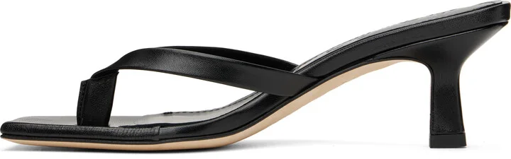 Aeyde Black Wilma Leather Toe-Post Heeled Sandals - Image 3