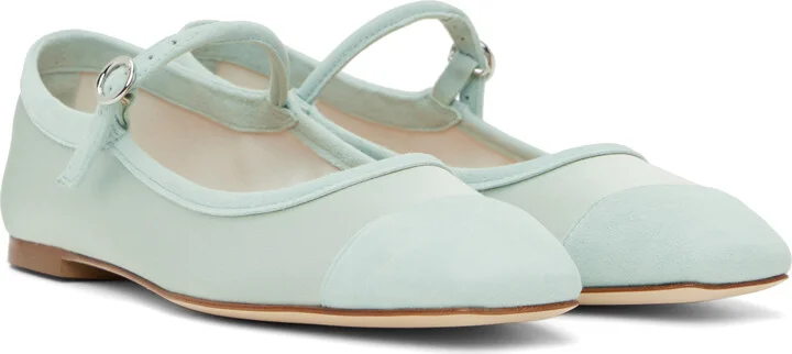 Aeyde Blue Uma Satin Toe-Cap Ballerina Flats - Image 4