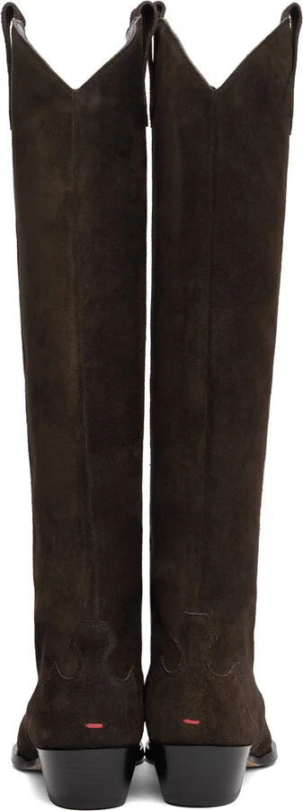 Aeyde Brown Aruna Suede Cowboy Tall Boots - Image 2