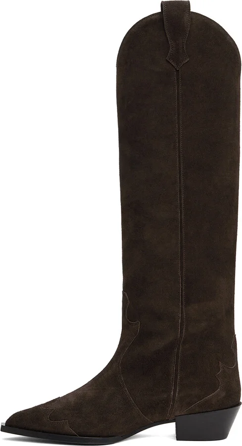 Aeyde Brown Aruna Suede Cowboy Tall Boots - Image 3