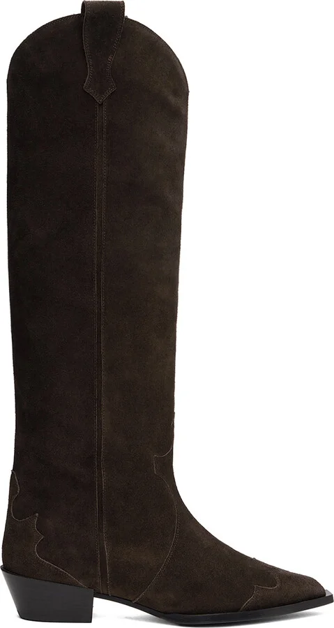 Aeyde Brown Aruna Suede Cowboy Tall Boots