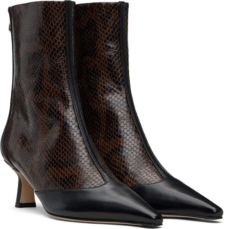 Aeyde Brown & Black Sila Dual-Toned Boots - Image 4