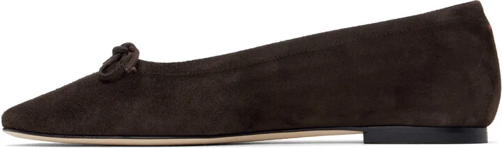 Aeyde Brown Delfina Suede Ballerina Flats - Image 3