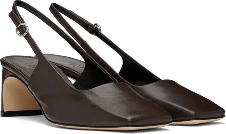 Aeyde Brown Eliza Slingback Heels - Image 4