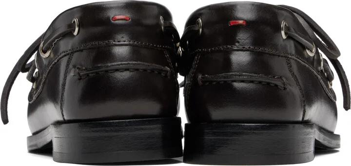 Aeyde Brown Harris Leather Boat Shoes - Image 2