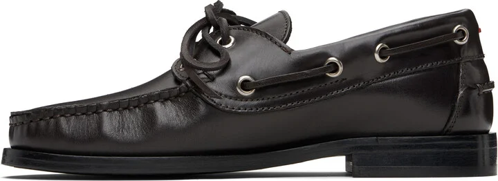 Aeyde Brown Harris Leather Boat Shoes - Image 3