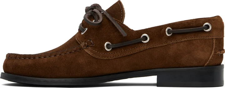 Aeyde Brown Harris Suede Boat Shoes - Image 3